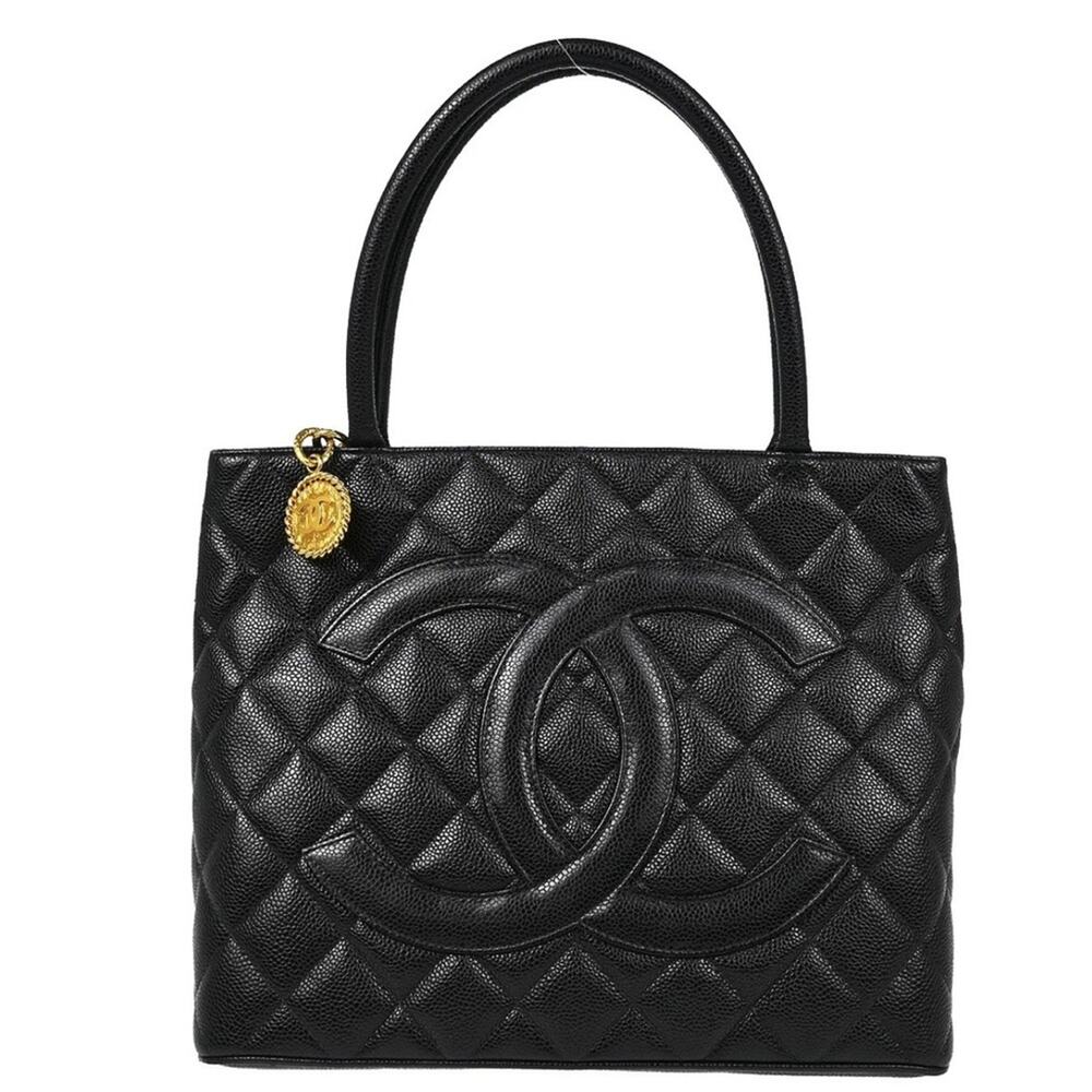 Authentic Chanel Black Caviar Medallion Tote Handbag - Picture 3 of 12